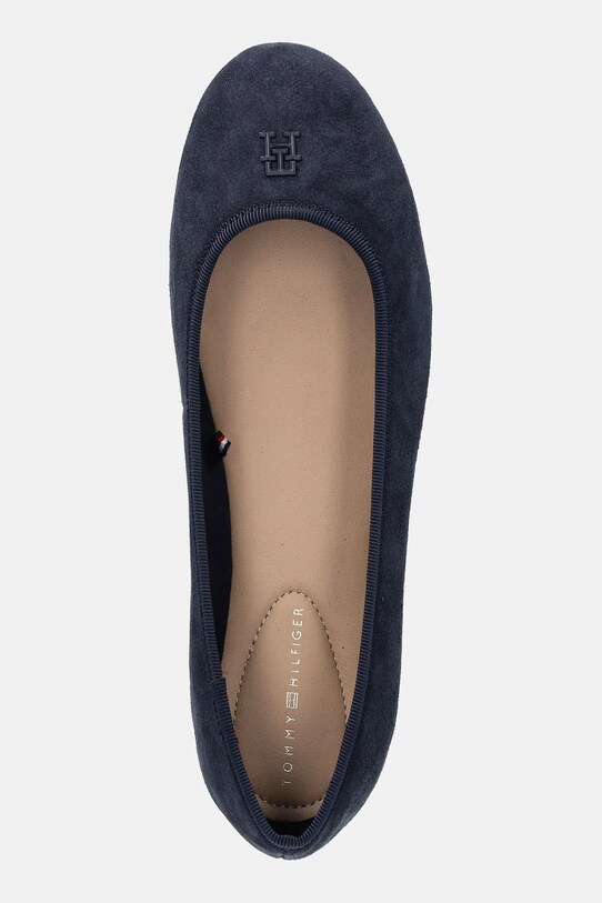 Замшеві балетки Tommy Hilfiger TH HARDWARE SUEDE BALLERINA темно-синій FW0FW08655