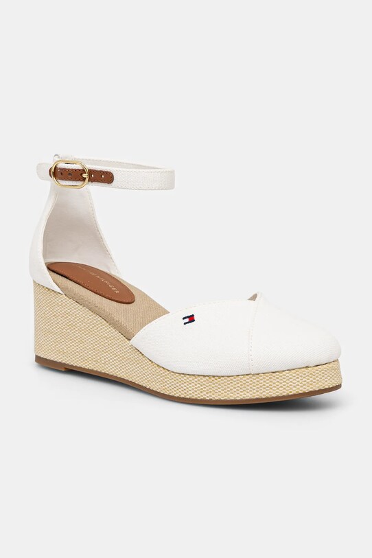 Εσπαντρίγιες Tommy Hilfiger FLAG CLOSED TOE MID WEDGE ESPAD υφασμάτινο λευκό FW0FW08657