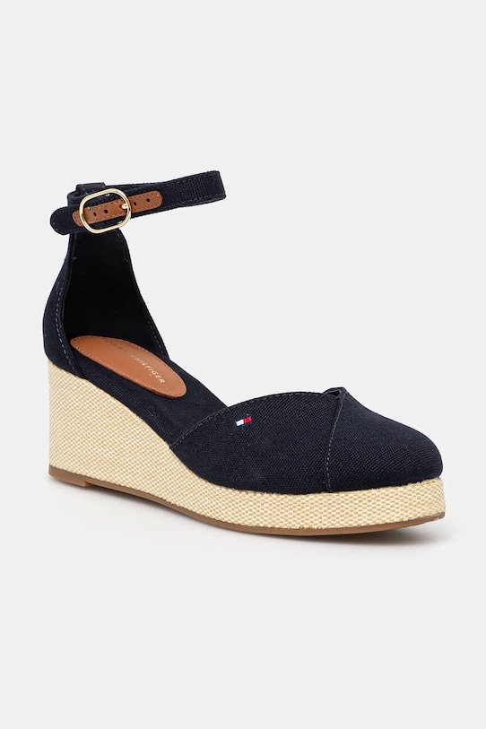 Еспадрилі Tommy Hilfiger FLAG CLOSED TOE MID WEDGE ESPAD лицьова шкіра темно-синій FW0FW08657
