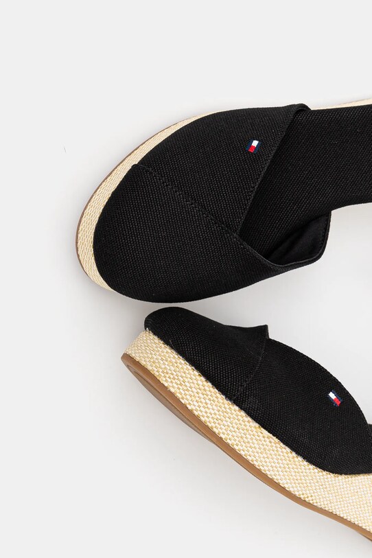 Espadrile Tommy Hilfiger FLAG CLOSED TOE MID WEDGE ESPAD crna FW0FW08657