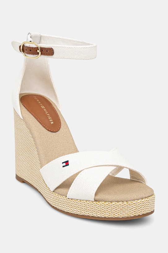 Tommy Hilfiger sandale FLAG HIGH WEDGE ESPAD CRISSCROSS coturn alb FW0FW08661