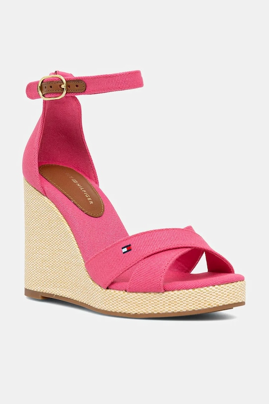 Tommy Hilfiger sandale FLAG HIGH WEDGE ESPAD CRISSCROSS coturn roz FW0FW08661