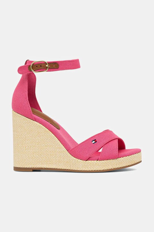 Tommy Hilfiger sandale FLAG HIGH WEDGE ESPAD CRISSCROSS FW0FW08661 roz SS25