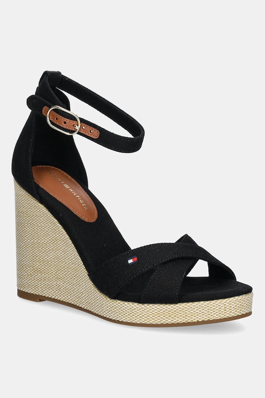 Sandale Tommy Hilfiger FLAG HIGH WEDGE ESPAD CRISSCROSS tekstil crna FW0FW08661