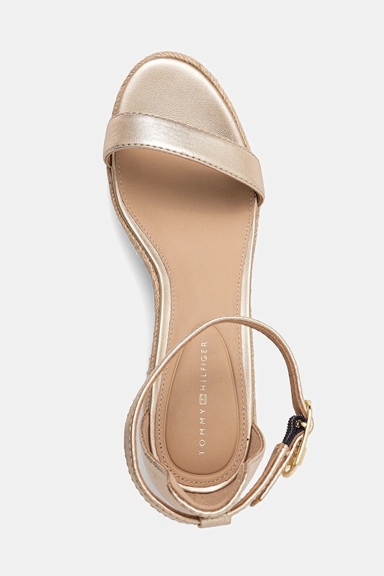 Шкіряні сандалі Tommy Hilfiger TH METALLIC MID WEDGE ESPADRILLE золотий FW0FW08663