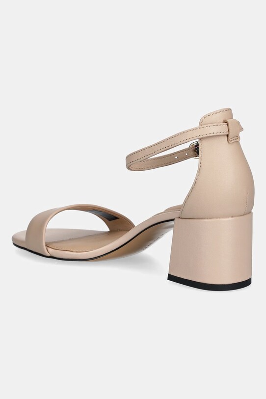 Obuwie Tommy Hilfiger sandały skórzane LEATHER ANKLE STRAP HEEL SANDAL FW0FW08673 beżowy
