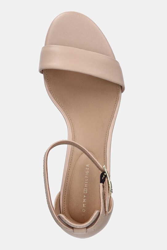 Tommy Hilfiger sandały skórzane LEATHER ANKLE STRAP HEEL SANDAL beżowy FW0FW08673