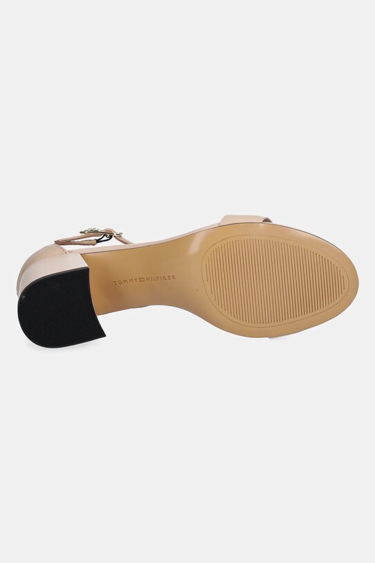 Tommy Hilfiger sandały skórzane LEATHER ANKLE STRAP HEEL SANDAL FW0FW08673 beżowy