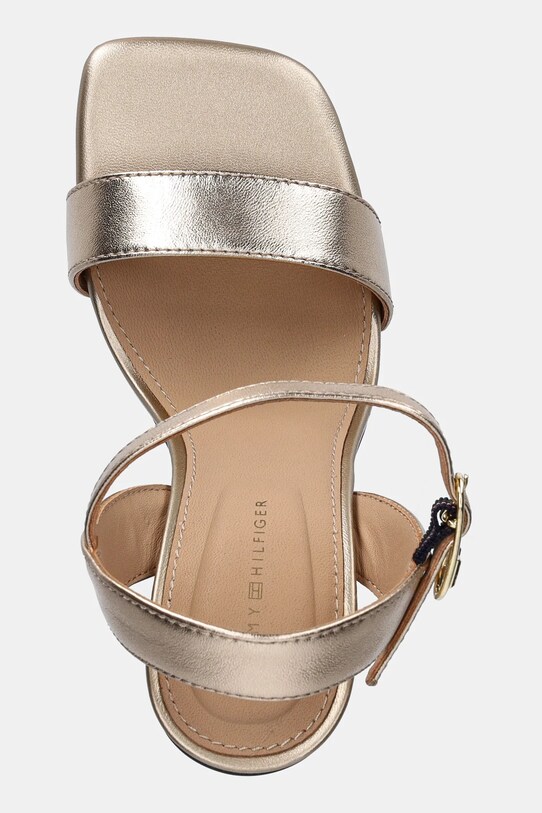 Δερμάτινα σανδάλια Tommy Hilfiger HIGH HEEL GOLDEN LEATHER SANDAL χρυσαφί FW0FW08674
