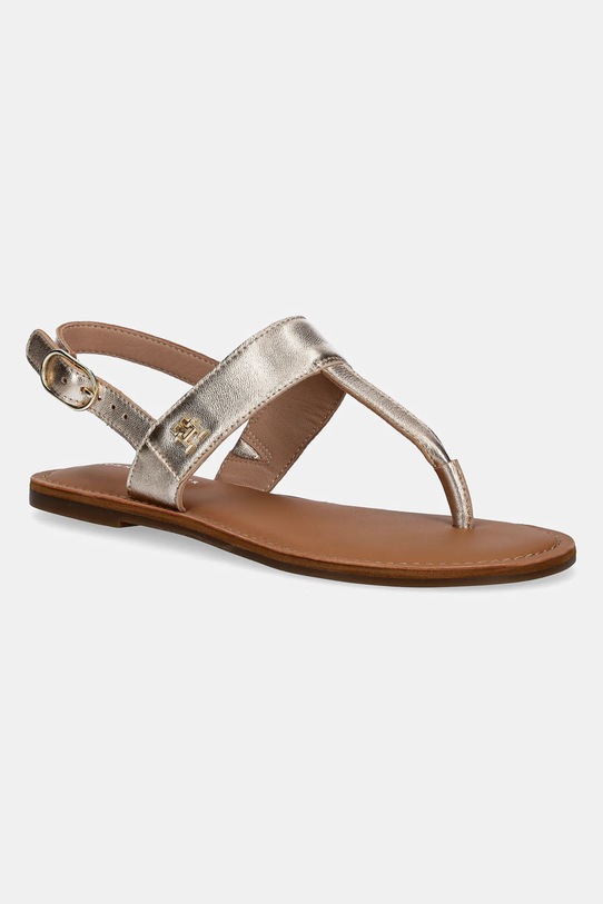 Kožené sandále Tommy Hilfiger METALLIC LEATHER THONG SANDAL usňová koža zlatá FW0FW08798