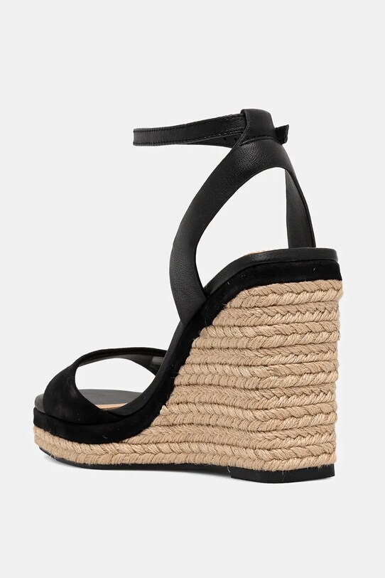 Obuwie Tommy Hilfiger sandały skórzane LEATHER & SUEDE HIGH WEDGE ESPAD FW0FW08803 czarny