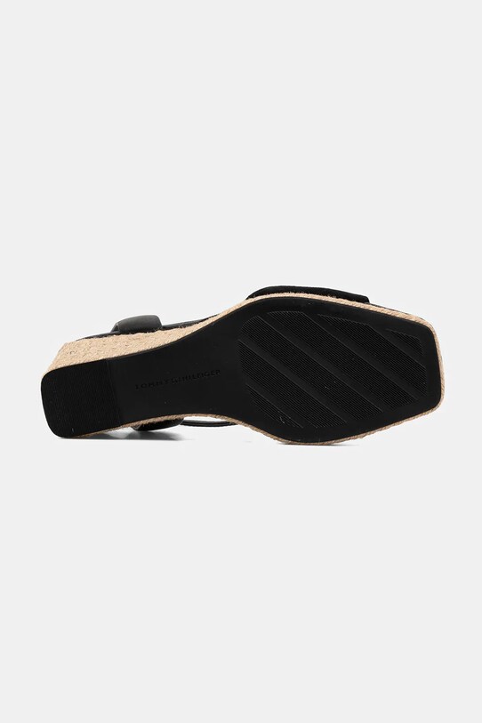 Tommy Hilfiger sandały skórzane LEATHER & SUEDE HIGH WEDGE ESPAD czarny FW0FW08803