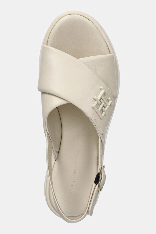 Tommy Hilfiger sandali in pelle TH LOGO HW PADDED LEATHER SANDAL beige FW0FW08808