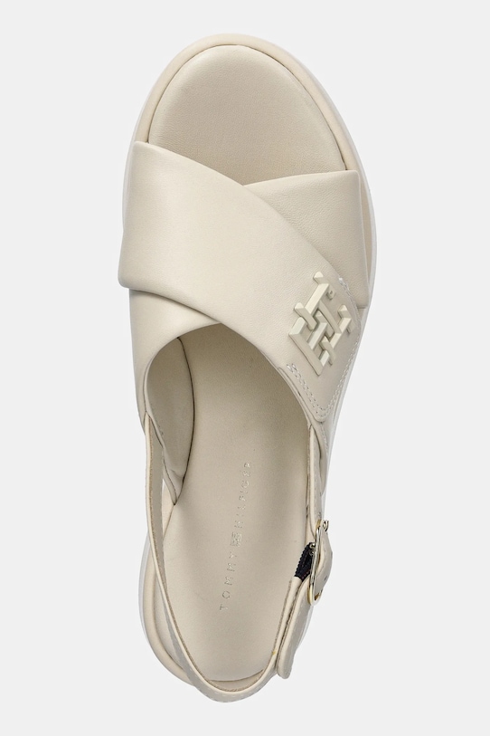 Tommy Hilfiger sandale de piele TH LOGO HW PADDED LEATHER SANDAL bej FW0FW08808