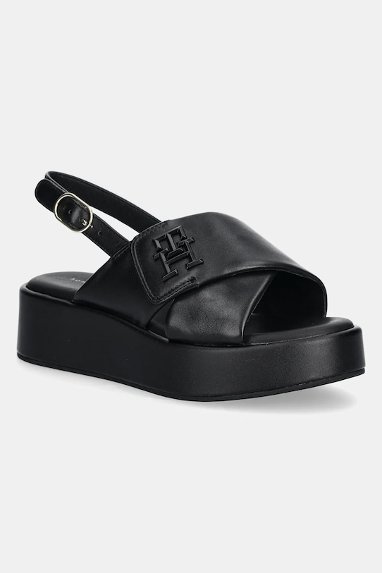 Kožne sandale Tommy Hilfiger TH LOGO HW PADDED LEATHER SANDAL ostalo crna FW0FW08808