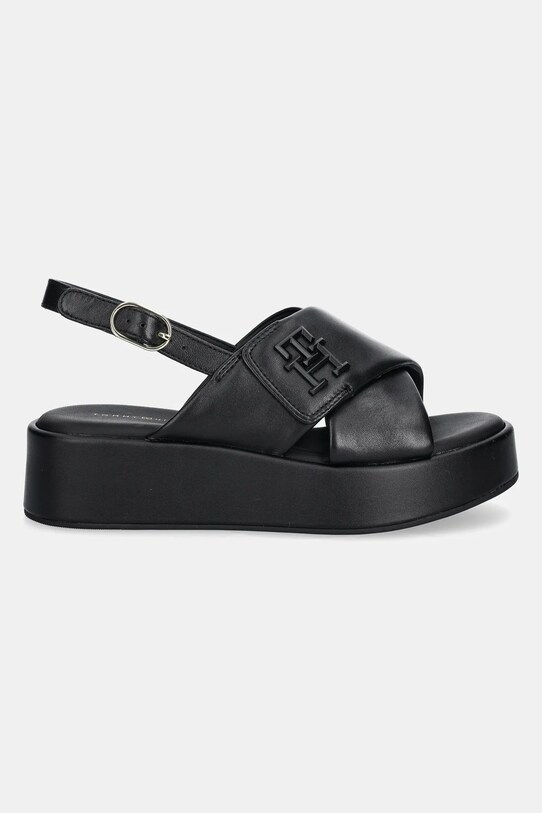 Kožne sandale Tommy Hilfiger TH LOGO HW PADDED LEATHER SANDAL FW0FW08808 crna SS25