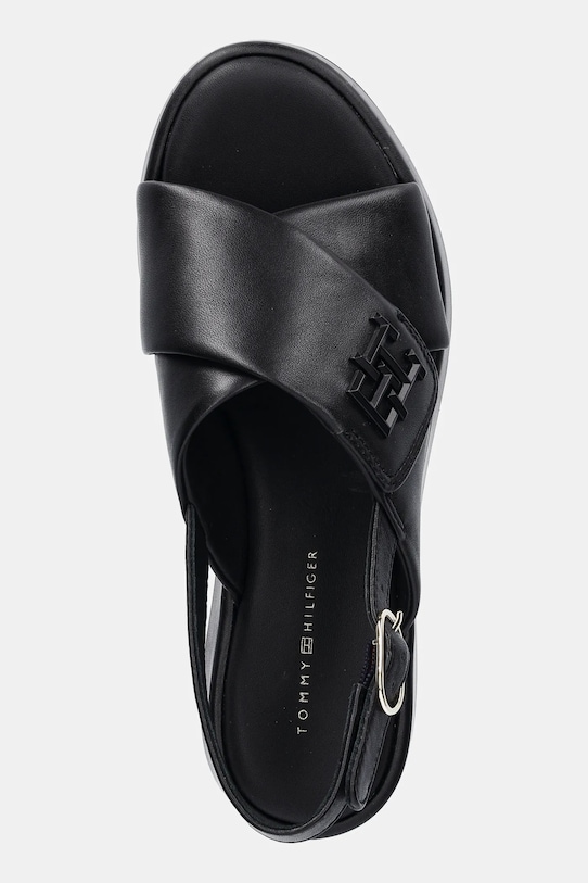 Tommy Hilfiger sandale de piele TH LOGO HW PADDED LEATHER SANDAL negru FW0FW08808