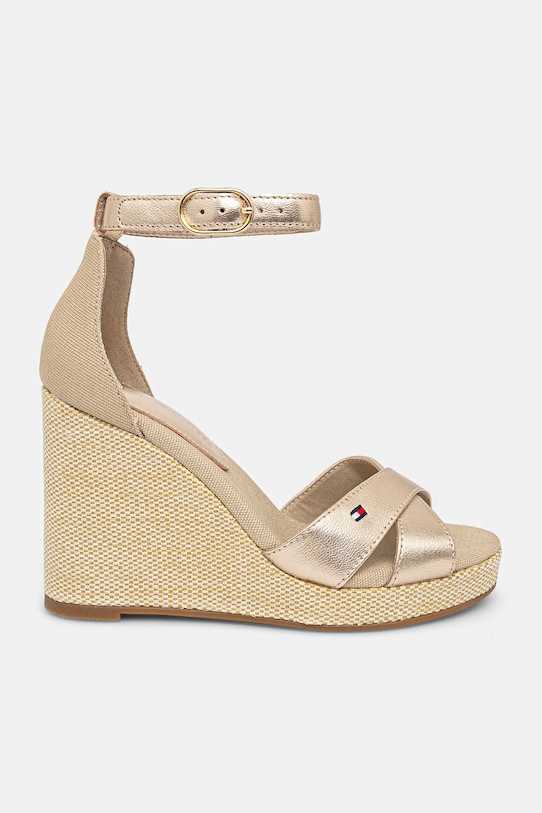 Tommy Hilfiger sandale FLAG METALLIC HIGH WEDGE ESPAD FW0FW08811 aur SS25