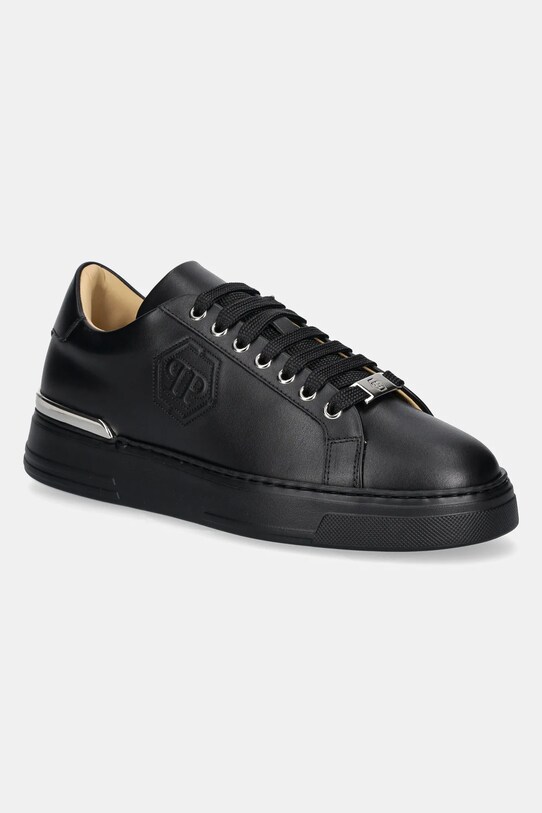 Philipp Plein sneakersy skórzane Nappa Lo-Top Hexagon platforma czarny USC0692.PLE075N.0202