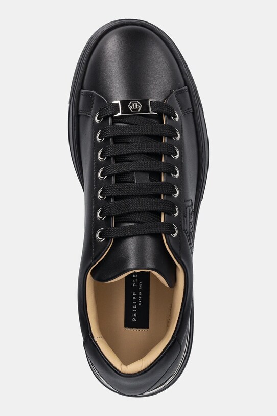 Philipp Plein sneakersy skórzane Nappa Lo-Top Hexagon czarny USC0692.PLE075N.0202