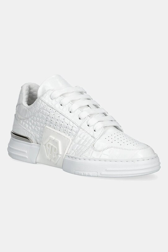 Philipp Plein bőr sportcipő Hexagon Croco Printed Leather platformos fehér USC0695.PLE010N.01