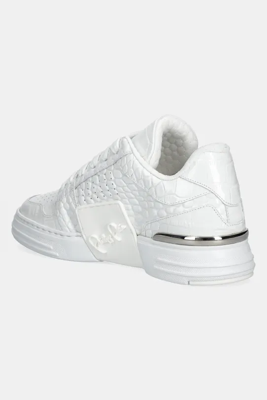 Încălțăminte Philipp Plein sneakers din piele Hexagon Croco Printed Leather USC0695.PLE010N.01 alb