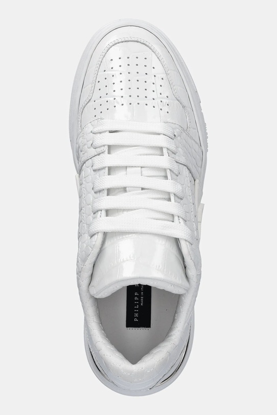 Philipp Plein sneakers din piele Hexagon Croco Printed Leather alb USC0695.PLE010N.01