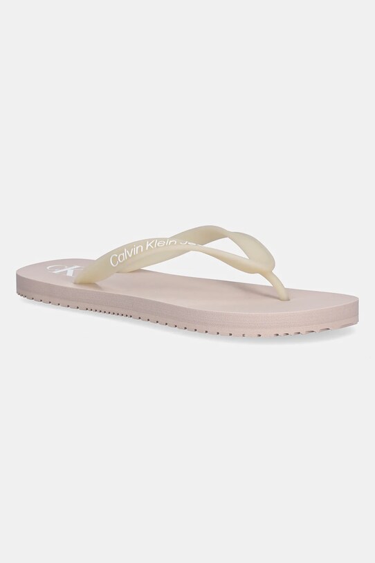 Šľapky Calvin Klein Jeans BEACH SANDAL TRANSPARENT TPU plochý béžová YW0YW01829