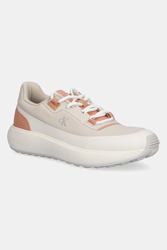 Tenisky Calvin Klein Jeans ATHLEISURE RUNNER LACEUP NT textilný béžová YW0YW01823