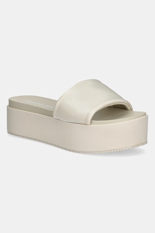 Чехли Calvin Klein Jeans FLATFORM SANDAL SLIDE IN NYLON платформа бежов YW0YW01791
