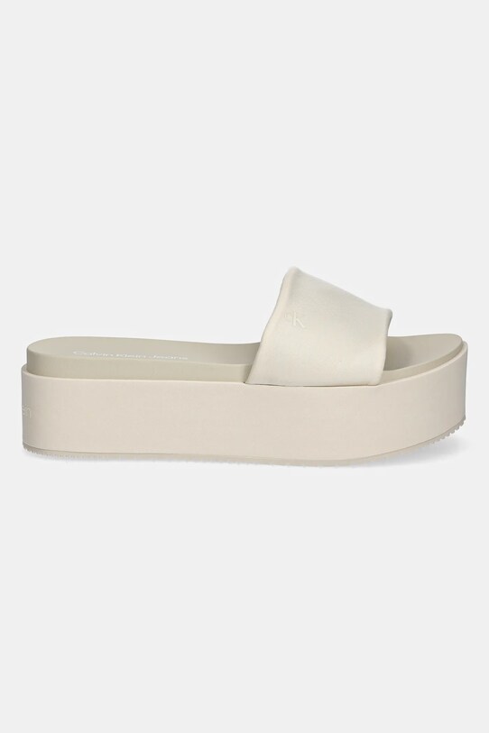 Чехли Calvin Klein Jeans FLATFORM SANDAL SLIDE IN NYLON YW0YW01791 бежов SS25