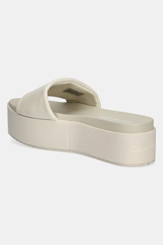 Încălțăminte Calvin Klein Jeans papuci FLATFORM SANDAL SLIDE IN NYLON YW0YW01791 bej