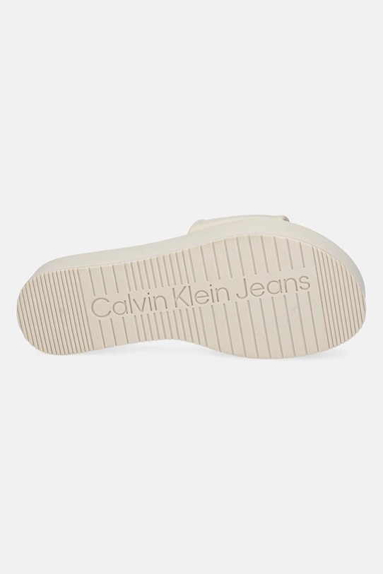 Šľapky Calvin Klein Jeans FLATFORM SANDAL SLIDE IN NYLON YW0YW01791 béžová