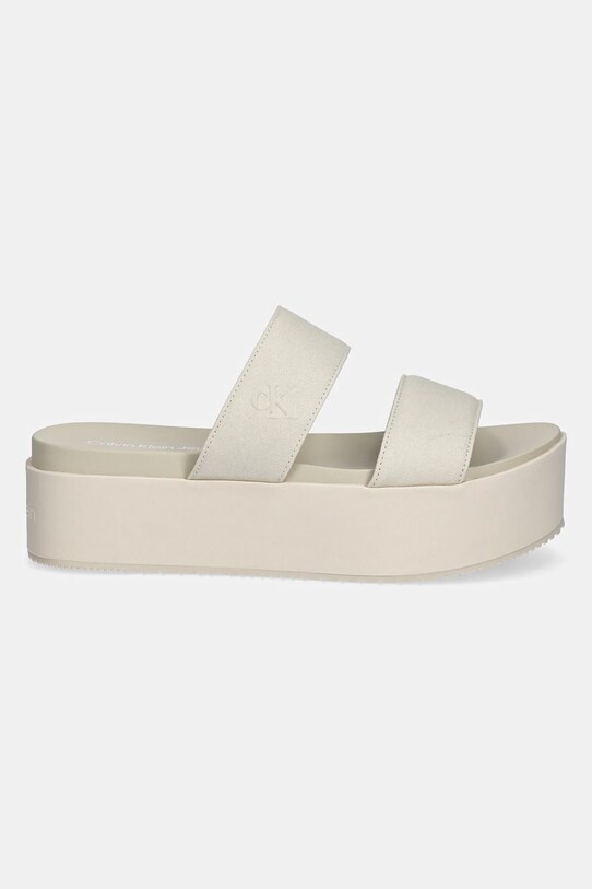 Calvin Klein Jeans ciabatte slide FLATFORM SANDAL WEBBING IN YW0YW01789 beige SS25