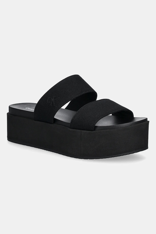 Calvin Klein Jeans klapki FLATFORM SANDAL WEBBING IN pozostałe czarny YW0YW01789