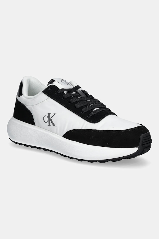 Sneakers boty Calvin Klein Jeans ATHLEISURE RUNNER LACEUP MIX WN semišová kůže bílá YW0YW01774