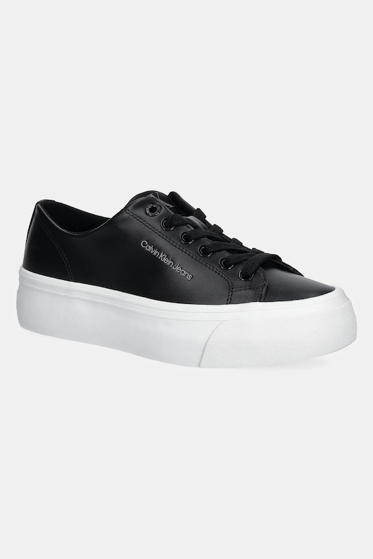 Sneakers boty Calvin Klein Jeans VULC FLATFORM LOW MG LTH platforma černá YW0YW01771