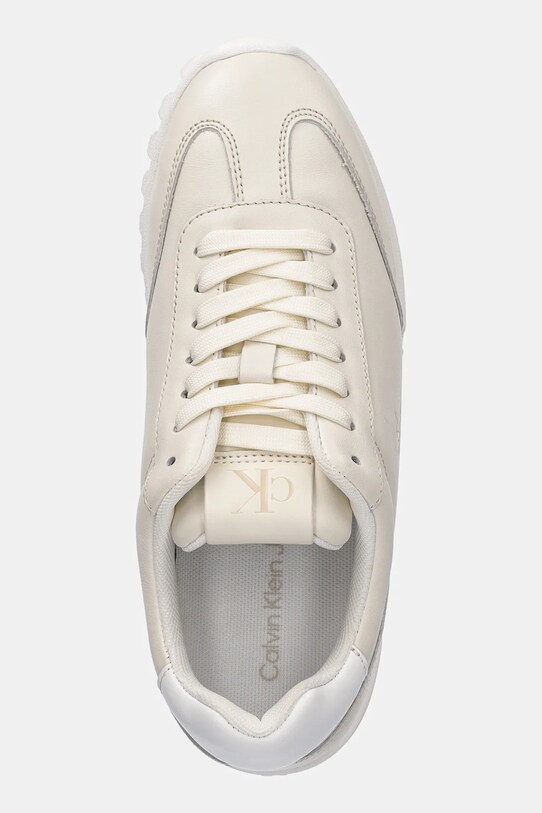 Kožené sneakers boty Calvin Klein Jeans LOW PROFILE RUNNER béžová YW0YW01751