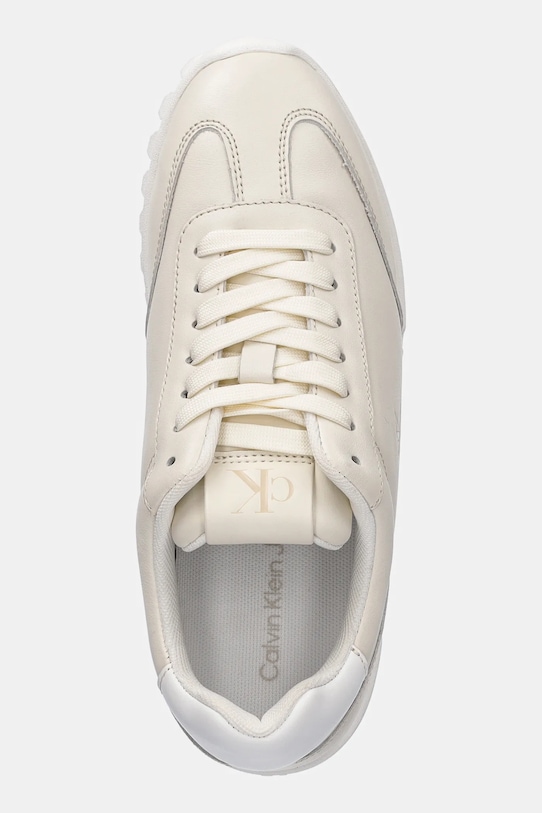 Kožené sneakers boty Calvin Klein Jeans LOW PROFILE RUNNER béžová YW0YW01751