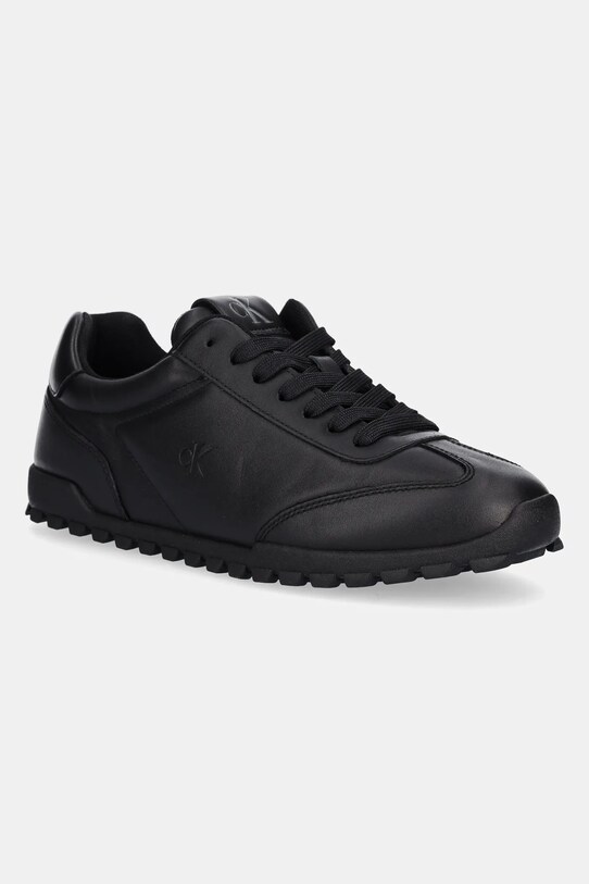 Calvin Klein Jeans bőr sportcipő LOW PROFILE RUNNER lapos fekete YW0YW01751