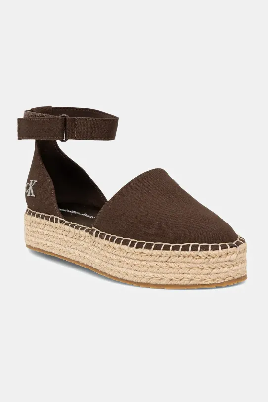 Calvin Klein Jeans espadryle FLATFORM ESPADRILLE SLING MG platforma brązowy YW0YW01735