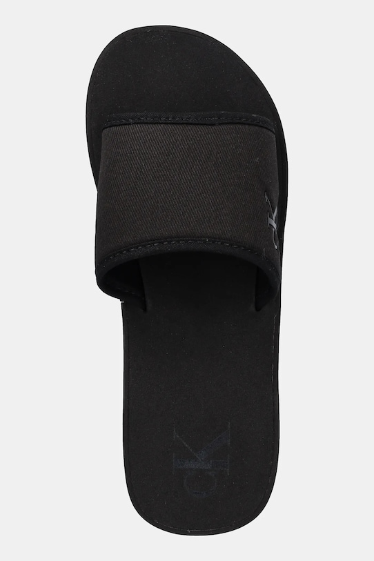 Šlapky Calvin Klein Jeans BEACH WEDGE SLIDE CANVAS čierna YW0YW01725
