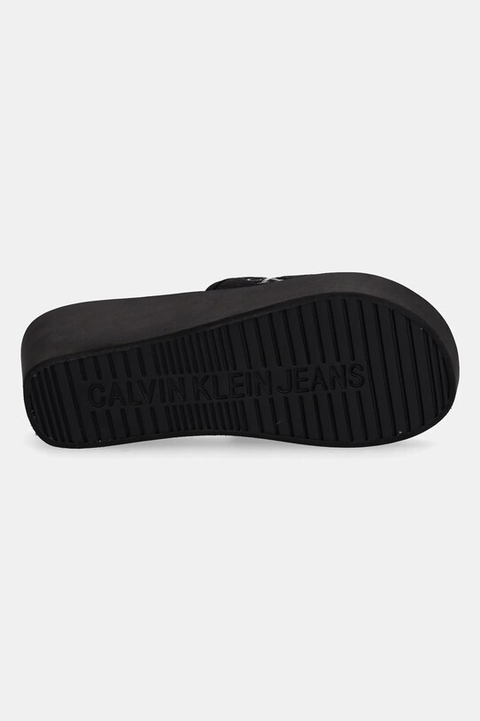 Šlapky Calvin Klein Jeans BEACH WEDGE SLIDE CANVAS YW0YW01725 čierna