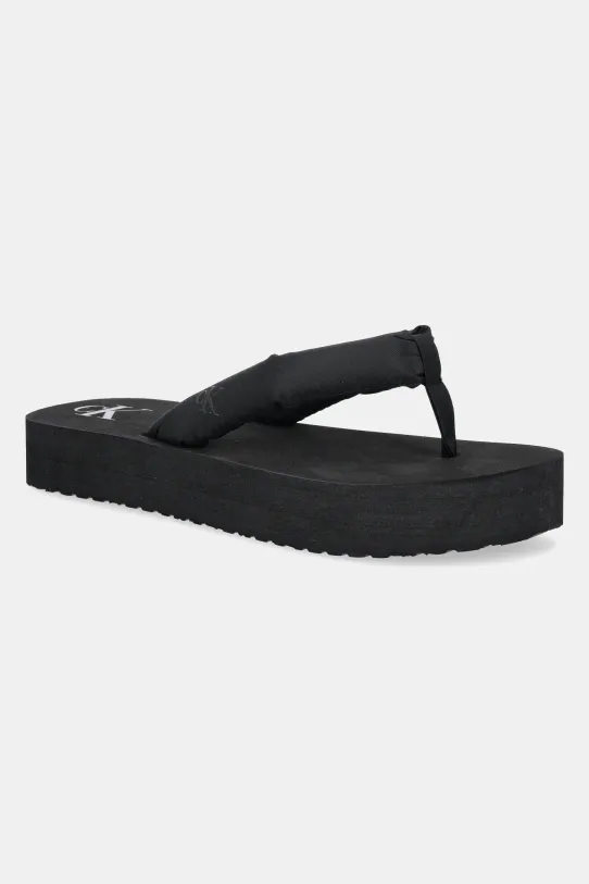 Calvin Klein Jeans japonki BEACH SANDAL FLATFORM TTXR SATIN platforma czarny YW0YW01723