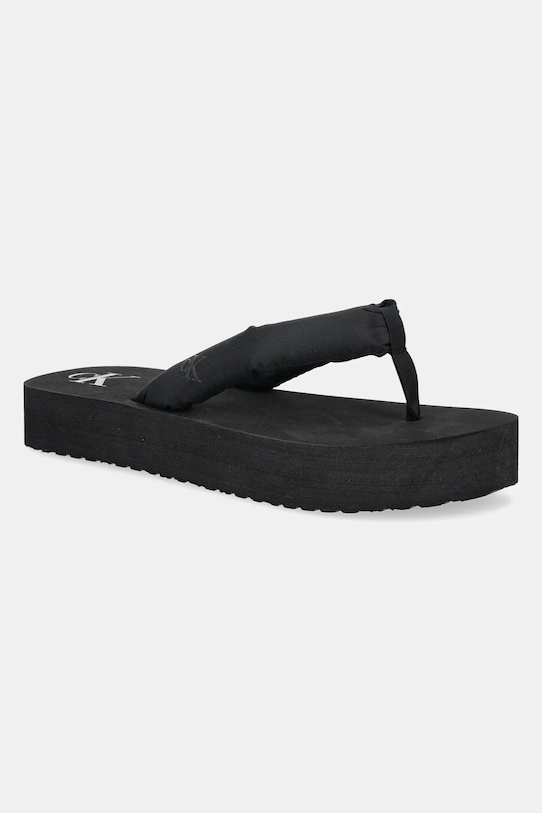 Σαγιονάρες Calvin Klein Jeans BEACH SANDAL FLATFORM TTXR SATIN ίσια πλατφόρμα μαύρο YW0YW01723
