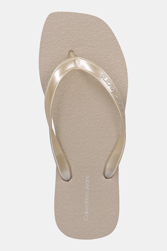 Šľapky Calvin Klein Jeans THONG+ TPU METALLIC béžová YW0YW01720