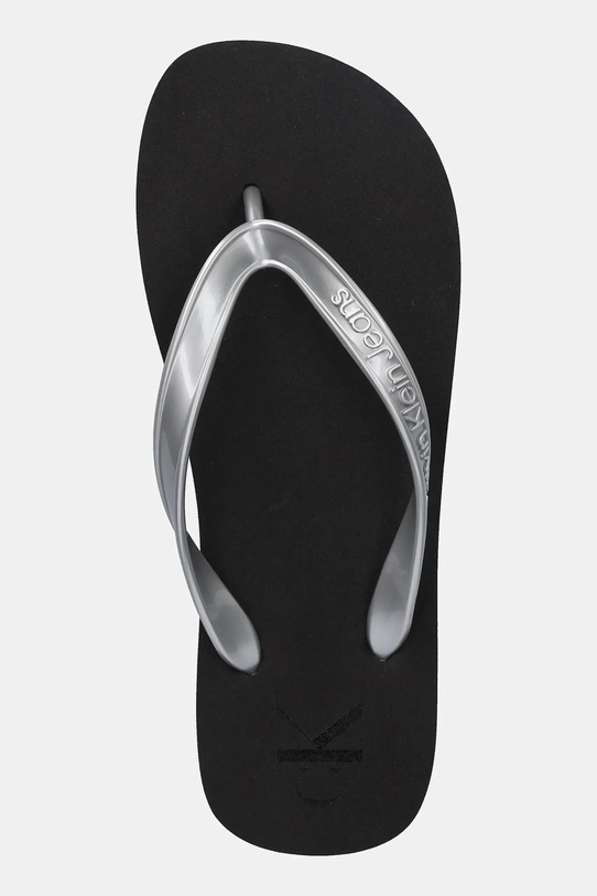 Žabky Calvin Klein Jeans BEACH SANDAL MONOLOGO TPU stříbrná YW0YW01719