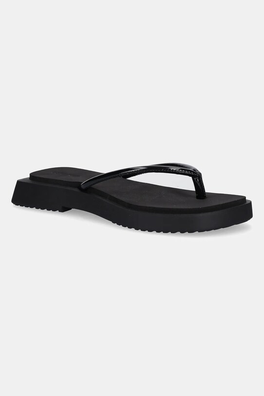 Calvin Klein Jeans papuci SQ LOW WEDGE SANDAL STITCH sintetic negru YW0YW01716