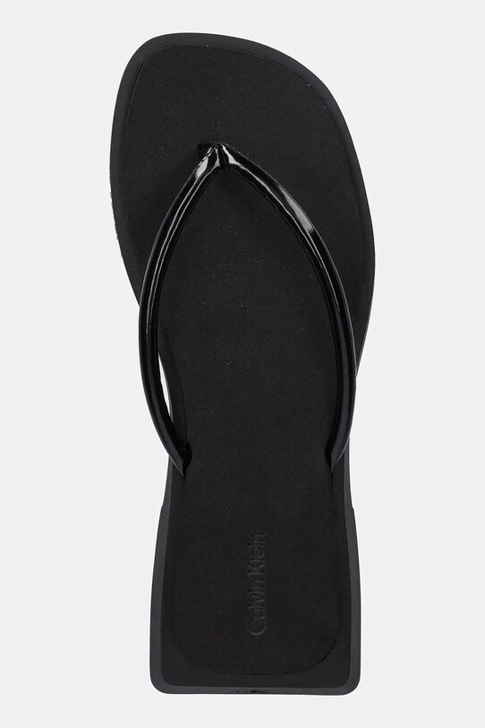 Calvin Klein Jeans papuci SQ LOW WEDGE SANDAL STITCH negru YW0YW01716