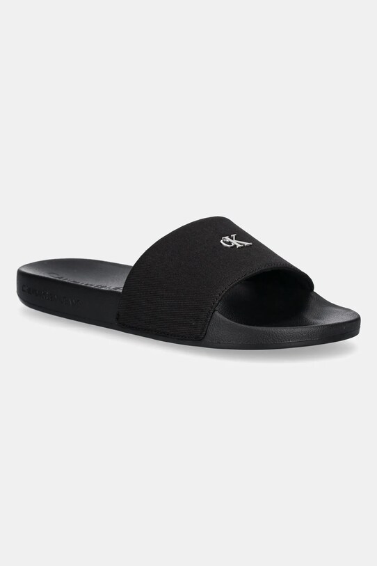 Pantofle Calvin Klein Jeans SLIDE MONOGRAM HARDWARE textilní černá YW0YW01713